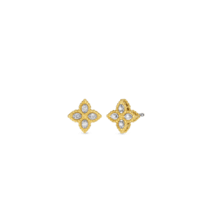 PRINCESS FLOWER SMALL DIAMOND STUD EARRINGS