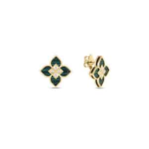 VENETIAN PRINCESS SMALL MALACHITE & DIAMOND FRAME EARRINGS