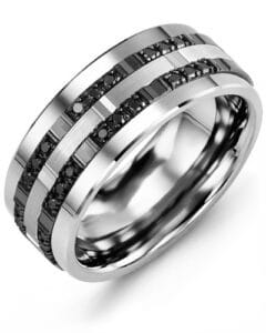Men’s Outer Trio Black Diamonds Wedding Band